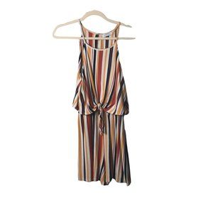 Bershka Turkey Striped Romper Sleeveless Front Knot Tie Women Sz Large